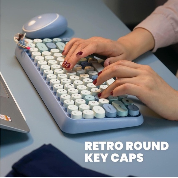 Perixx PERIDUO-713BL Wireless Mini Keyboard and Mouse Combo, Pastel Blue - Picture 6 of 9